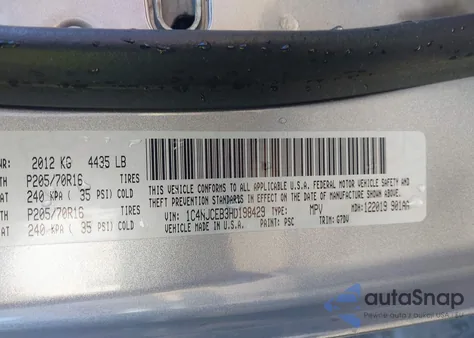 2017 Jeep Compass Latitude Fwd из США, поврежденный, VIN 1C4NJCEB3HD198429